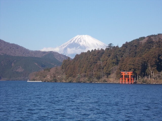 芦ノ湖と富士山の景色